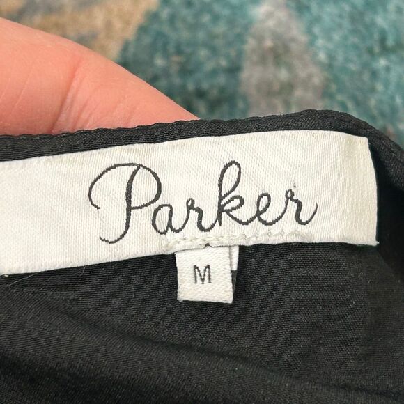 Parker Monaco Mini Dress Womens Medium Black Beaded Feather Sleeveless Cocktail - Picture 6 of 16